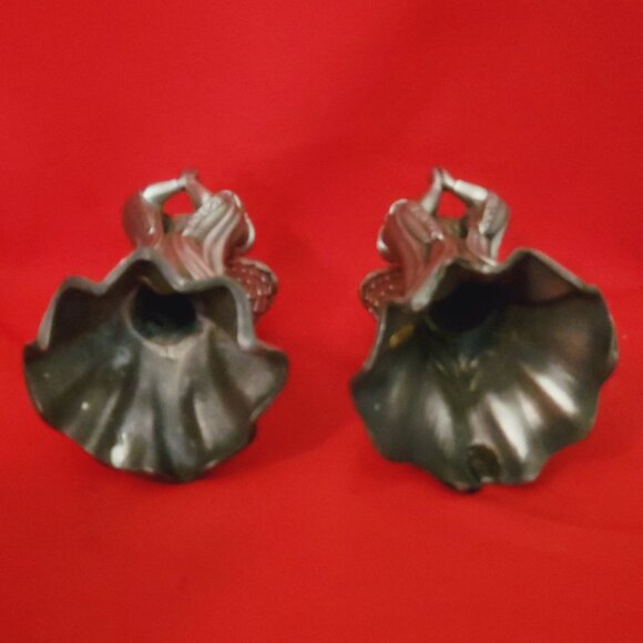 Vintage Metal Pewter Praying Angel Candle Stick Holder Set of 2 - Picture 5 of 14